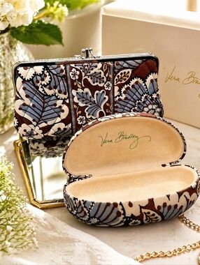 Vera Bradley Slate Blooms Clasp Wallet with Matching Eyeglass Case